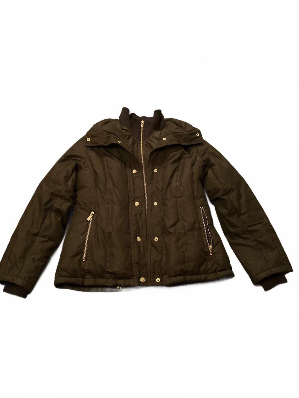 Michael Kors Women's Black Down Puffer Jacket with Gold Hardware Size S